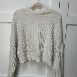 ALO Yoga Cream Cable Knit hoodied Sweater